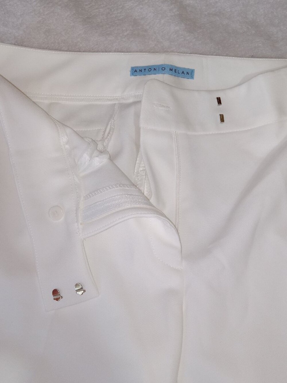 Antonio Melani White Flare Wide Leg Dress Pants Womens 8 High Rise Tailored 33" - Picture 5 of 10